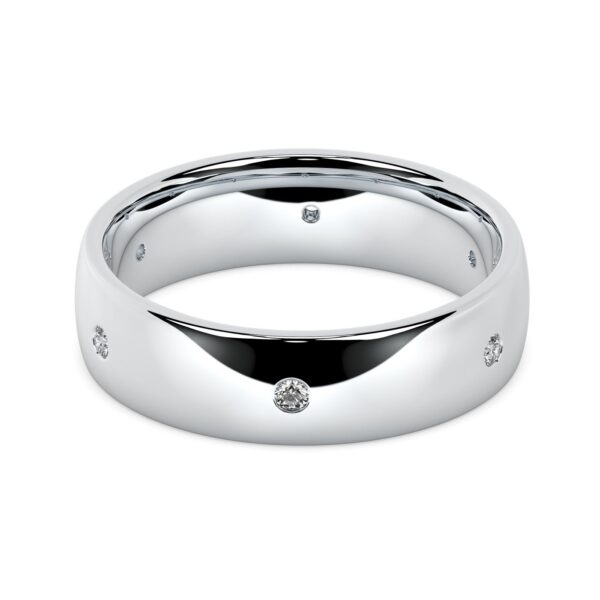 Men's Platinum 6mm Diamond Set Court Wedding Ring