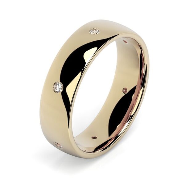 Yellow Gold 6mm Diamond Set Court Wedding Ring